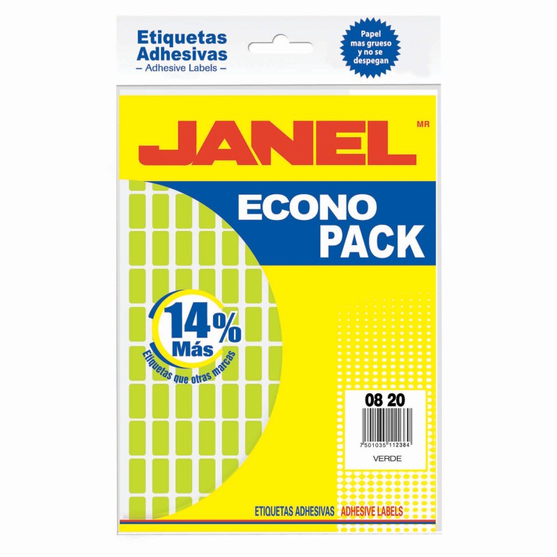 Etiqueta Verde Fluorescente Janel Econopack, Varios Modelos
    JANEL


            SKU
        066640

    
        
          