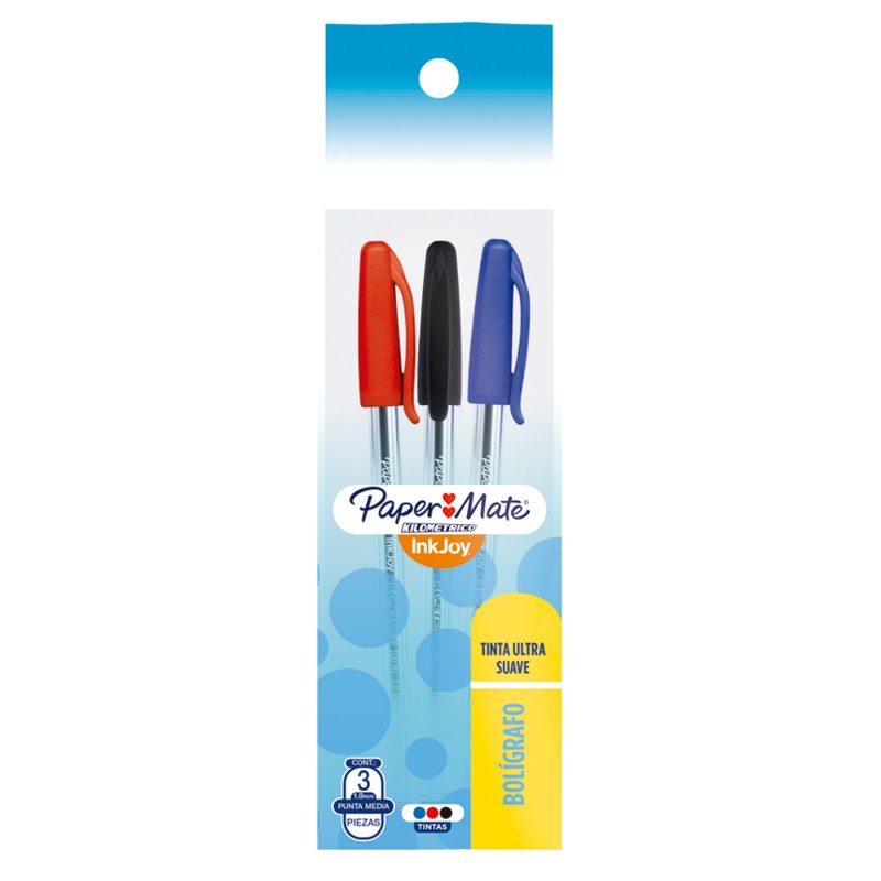 Bolígrafo Punto Mediano 1.0 mm Paper Mate Kilométrico 100 Bl/3
    PAPER MATE


            SKU
        121060

    
        
  
