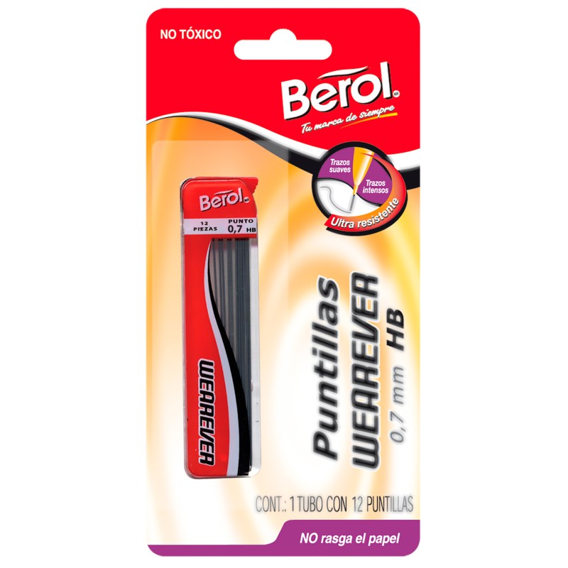 Puntillas 0.7 mm HB Wearever Berol Tubo C/12 Bl/1
    WEAREVER


            SKU
        056823

    
        
            
    