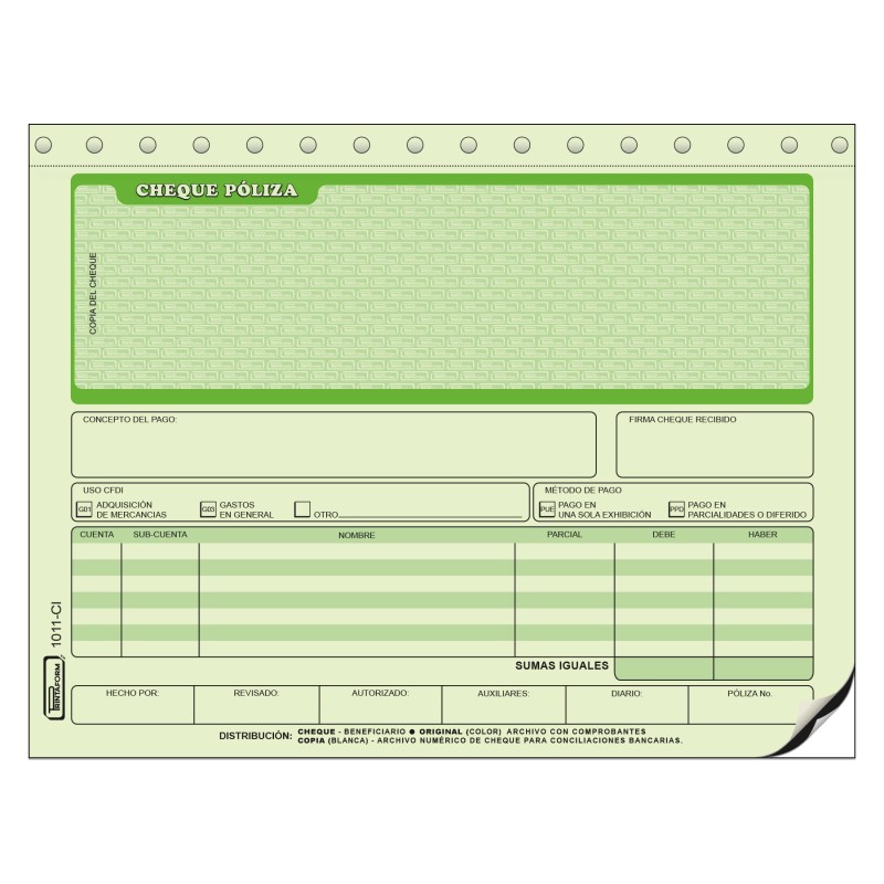 Cheque Poliza C/Carbon Printaform 1011Ci 1/2 Oficio C/20 Jgos. C/Copia
    PRINTAFORM


            SKU
        055713

    
   