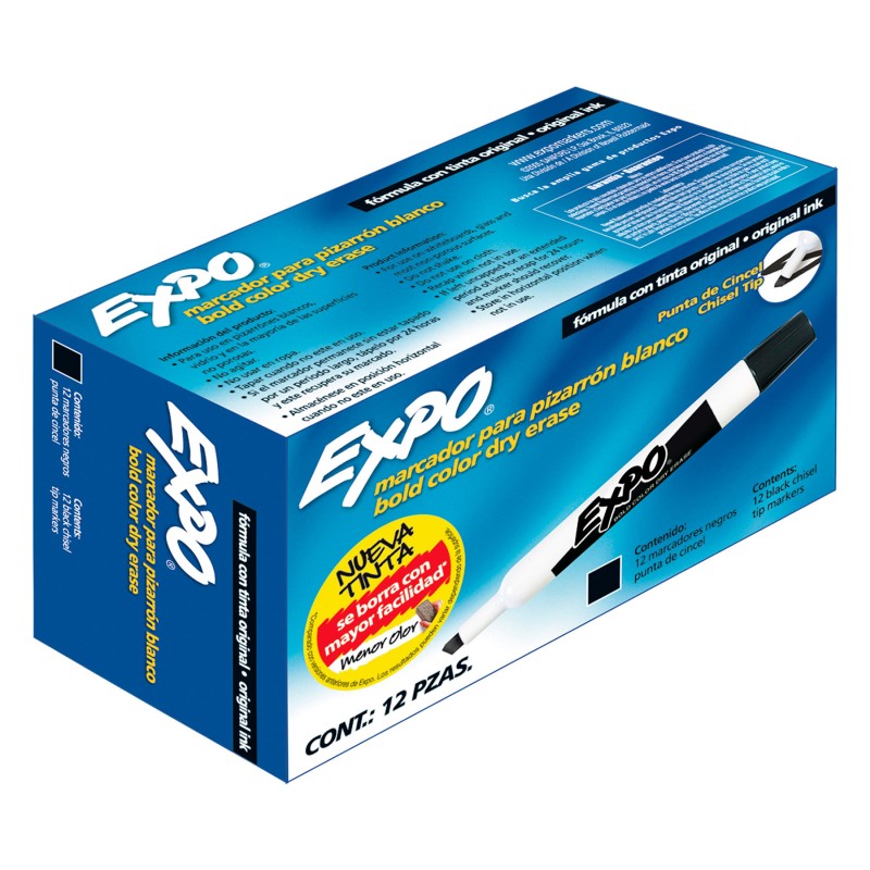 Marcador para Pintarrón Expo Negro, Punta Cincel
    EXPO


            SKU
        019228

    
        
            
         