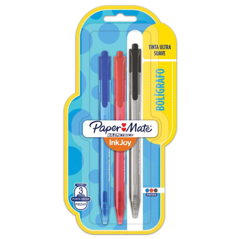 Bolígrafo Retráctil 1.0 mm Paper Mate Kilométrico 100 RT Bl/3 
    PAPER MATE


            SKU
        121078

    
        
  