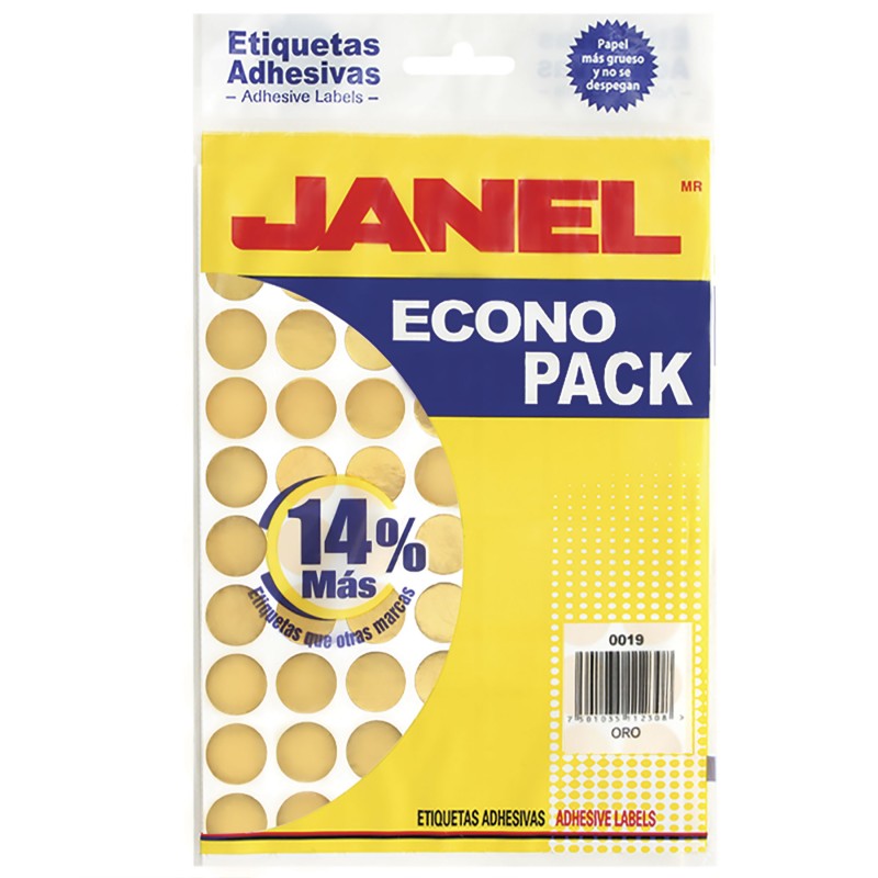 Etiqueta Sello 19 mm Janel Econopack Oro
    JANEL


            SKU
        066634

    
        
            
                
