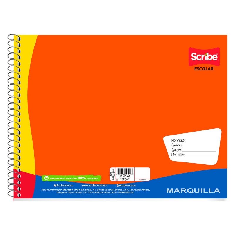 Block Dibujo Espiral Scribe 4591 24.5 X 32 Cm 20 H. C/Protector
    SCRIBE


            SKU
        033810

    
        
     