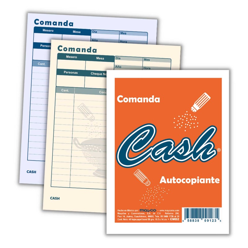 Block Comanda 1/8 Cash Cmd2 Autocopia P/Rest. 40 H.
    CASH


            SKU
        059764

    
        
            
      
